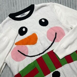 Imagin8 Ugly Christmas Sweater Women's L Cute Snowman Face Scarf Holiday Party